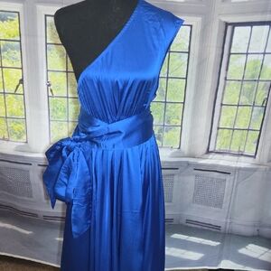 SHEIN One-Shoulder Satin Dress in Blue